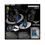 Audífono con micrófono Micronics Ludico MIC-HG801R Estos audífonos destacan por su iluminación LED azul, sonido con vibración