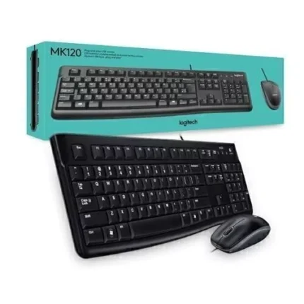 Kit Teclado y Mouse Logitech MK120, USB, Black