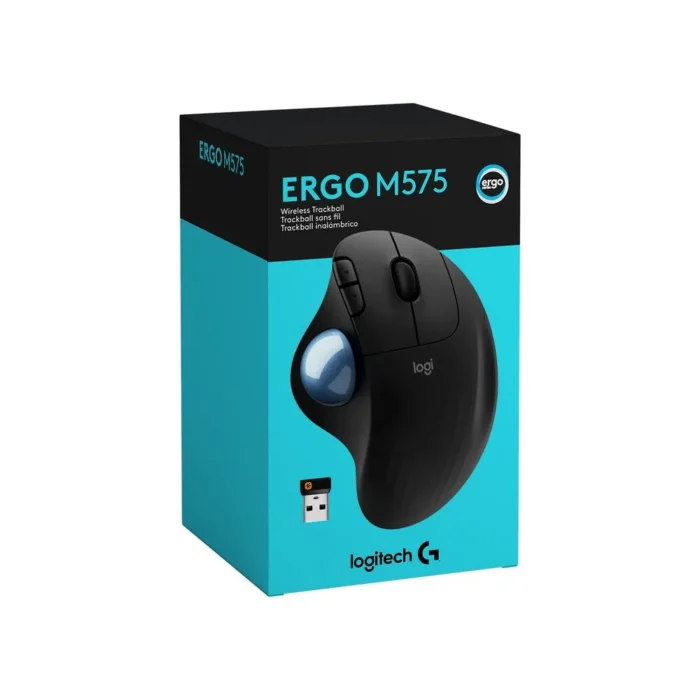 Mouse Logitech Ergo M575 Wireless / Bt Trackball Black inalámbrico con forma ergonómica contorneada Sin necesidad de mover el brazo para mover el cursor