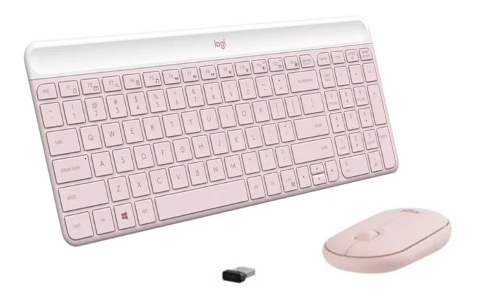 Teclado Logitech + Mouse Mk470 Wireless Slim Rose, Combo destaca por su simplicidad El perfil delgado y el diseño minimalista transforman su teclado y mouse .