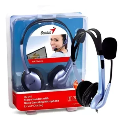 Audifono C/Microf. Genius Hs-04s Multiplataforma 3.5mm C/N Noise Canceling Mic Blue/Black Almohadillas cómodas y suaves.