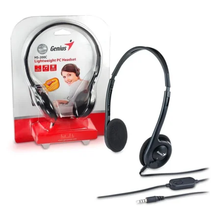 Audífono C/Microf. Genius Hs-200c Black Interfaz 3.5mm. Micrófono Si. Ergonomía Vincha ajustable. Cómodas orejeras.