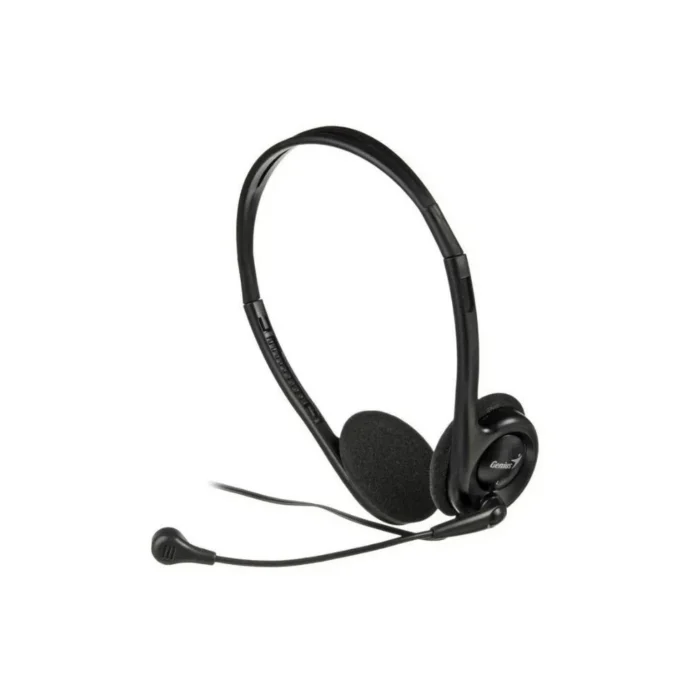 Audífono C/Microf. Genius Hs-200c Black Interfaz 3.5mm. Micrófono Si. Ergonomía Vincha ajustable. Cómodas orejeras.
