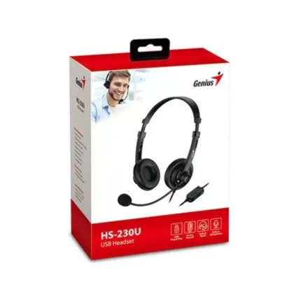 Audífono C/Microf. Genius Hs-230u Usb Black Audífono de vincha USB, para chat online, video conferencia o escuchar música.