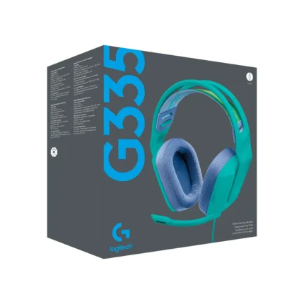 Audifono C/Microf. Logitech G335 Mint Dimensiones 189 x 180 x 79 mm Peso 240 g (con cable incluido) Conector Toma de audio de 3,5 mm Audífono Transductor 40 mm