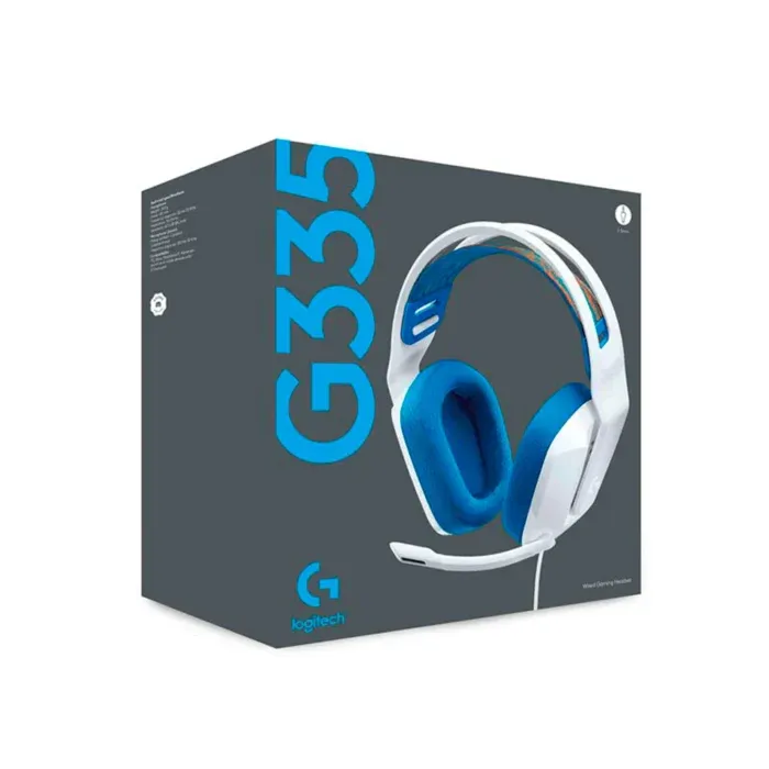 Audifono C/Microf. Logitech G335 White Dimensiones 189 x 180 x 79 mm Peso 240 g (con cable incluido) Conector Toma de audio de 3,5 mm Audífono Transductor 40 mm