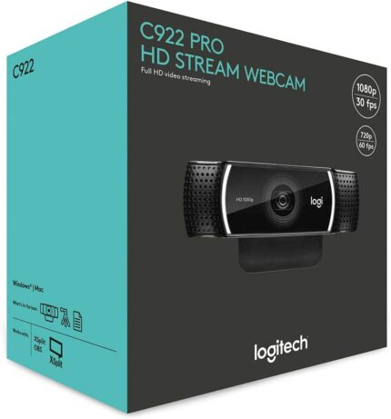 Camara Logitech C922 Pro Stream Fhd 1080p (960-001087) Black, Tipo de enfoque, Enfoque automático, Tipo de lente Cristal.