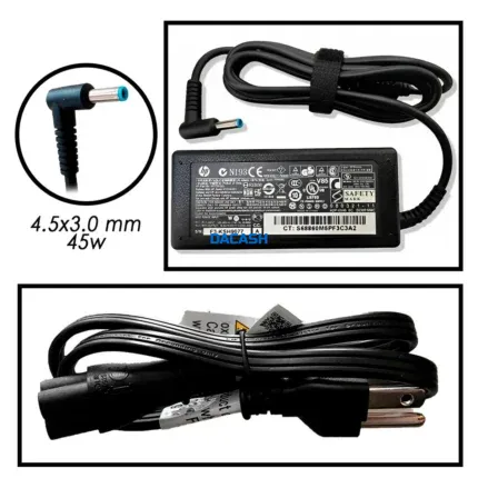 Cargador Laptop HP Punta Azul 19.5v - 2.31A - 45W Voltaje de entrada: 100-240V Voltaje de salida: 19.5V Amperaje: 2.31A