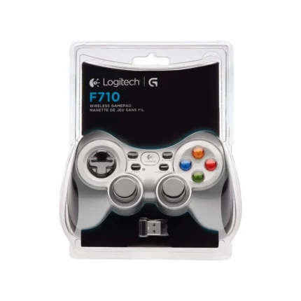 Gamepad Logitech F710 Wireless Retroalimentación de vibración le permite sentir cada golpe, choque y explosión en su PC juegos sin cordones para ponerse en su camino