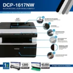 Imp. Multifuncional Laser Mono. Brother Dcp-1617nw cuenta con funciones avanzadas como la impresión dúplex automática.