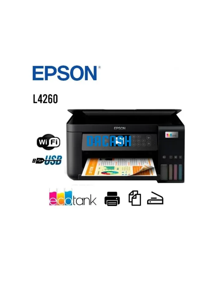 Impresora Multifuncional Epson L4260 Duplex Tipo Impresora Multifuncional (Imprime, escanea, copia) Conectividad Inalámbrica