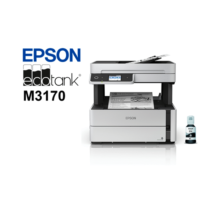 Impresora Multifuncional Epson EcoTank M3170 Monocromática Fax Wifi Imprime En Blanco Y Negro | Inalámbrica | Copia | Escanea | Ethernet