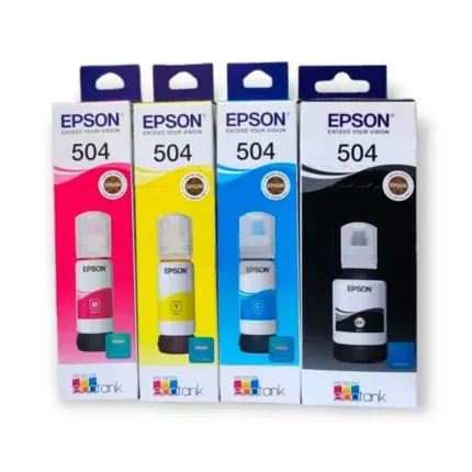 Kit de Tintas Epson T504 cmybk l6171 L4260 L6270 L4160 está diseñada para altos estándares de calidad en impresiones a color.