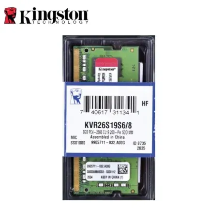 Memoria Ram ddr4 8gb Kingston 3200mhz diseñada para laptops y equipos compactos. Ofrece mayor velocidad de procesamiento,