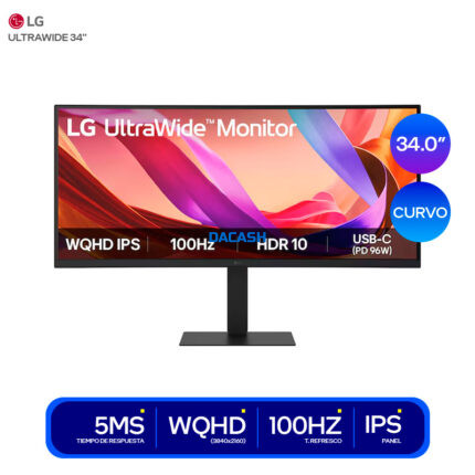 Monito LG Curvo 34U650A-B 34" IPS Ultrawide WQHD 100HZ/ 5MS te ofrece un 32% más de espacio de visión, ideal para creadores de contenido