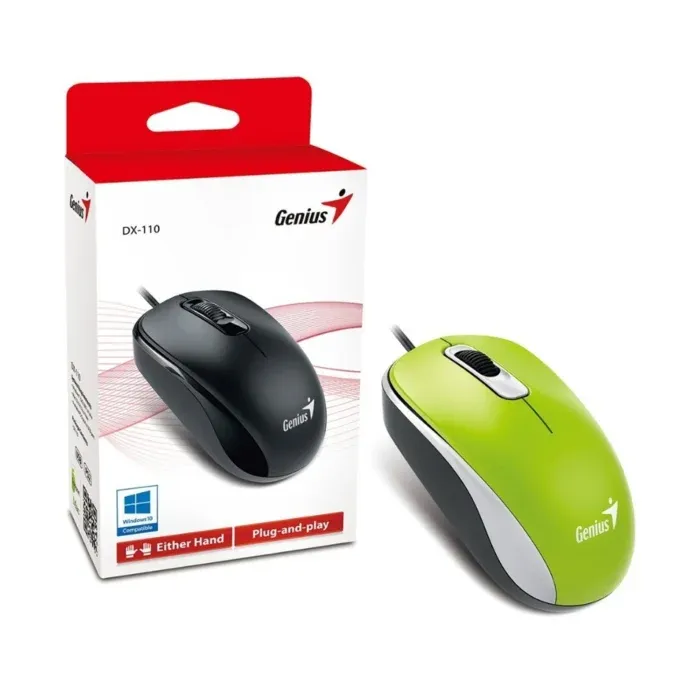 Mouse Genius Dx-110 Usb Optico 1000 Dpi Green Interfaz USB Motor de sensores Óptico Resolución (DPI) 1000 Número de botones 3 