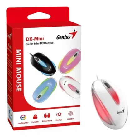 Mouse Genius Dx-Mini Usb Blueeye Rgb White Conexión Usb. Resolución 1000 Dpi. Sensor Óptico Blueeye. Cantidad De Botones 3. Longitud Del Cable 1.5 M.