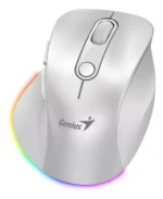 Mouse Genius Ergo 9000s Pro Dual Recargable Wireless/Bt 6-Bot Silent Rgb Pearl White Resolución dpi 800 / 1200 (predeterminado) / 1600 / 2400.