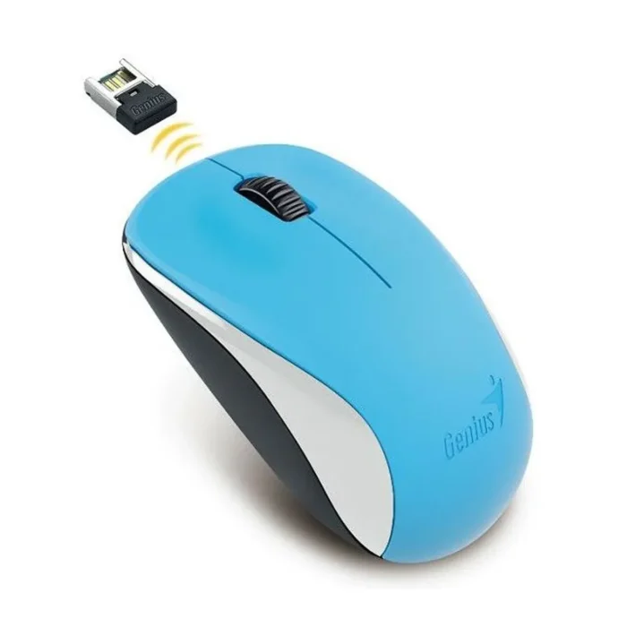 Mouse Genius Nx-7000 Wireless Blueeye Blue Frecuencia RF 2.4 GHz  Motor de sensores Ojo azul Resolución (DPI) 1200 Botones 3 Tipo de batería AA Peso Aprox. 56g