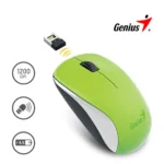 Mouse Genius Nx-7000 Wireless Blueeye Green Frecuencia RF 2.4 GHz  Motor de sensores Ojo azul Resolución (DPI) 1200 Botones 3 Tipo de batería AA Peso Aprox. 56g