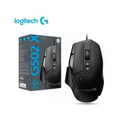 Mouse Logitech G502 X Hero Usb 25k Dpi Lightforce Black Dimensiones 131,4 x 41,1 x 79,2 mm Peso 89 g Resolución 100 – 25.600 dpi Aceleración Máxima >40G2
