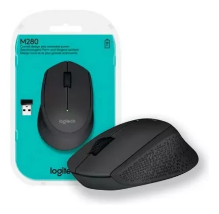 Mouse Logitech M280 Wireless Black Curvas diseñadas para brindar comodidad absoluta Interface Inalámbrico 2.4 Ghz, usb Sensor 1000 dpi Nano receptor USB