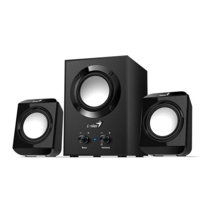 Parlante Genius Sw-2.1 300 10w 3.5mm 100v/240v Black Dimensiones Subwoofe 122 x 180.5 x 169.3 mm, satélites 82 x 11 x 68 mm. Peso Subwoofer 956 g