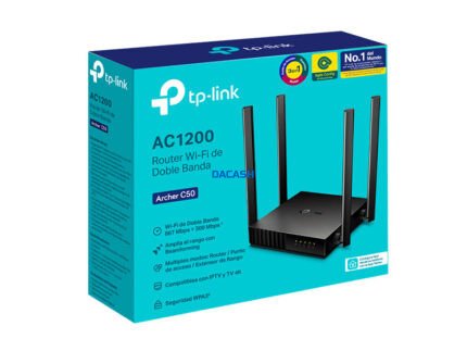 Router Tp-Link AC1200 Doble Banda Archer C50 Wireless le permite conectar sus dispositivos exigentes a la banda de 5 GHz más rápida y clara,