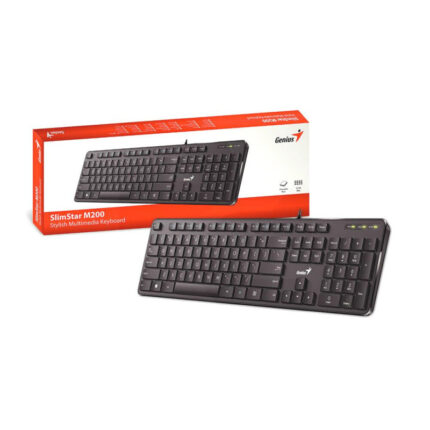 Teclado Genius Slimstar M200 Usb Multimedia Sp Black Diseñado para garantizar comodidad, es un teclado en tamaño grande y con teclas de chocolate