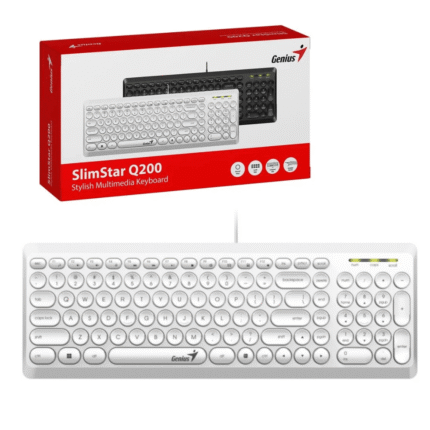 Teclado Genius Slimstar Q200 Usb Multimedia Sp Blanco Teclas Multimedia Con 12 tecla Multimedia se hace mucho más fácil el acceso a internet, labores de oficina