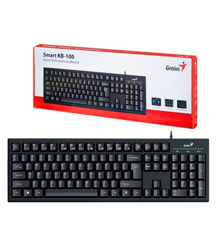 Teclado Genius Smart Kb-100 Usb Sp Black Tipo de Teclas Cóncavas Longitud de Cable 1.5 M Peso Aprox. 450 g Compatible Windows 7, 8, 8.1, 10,11