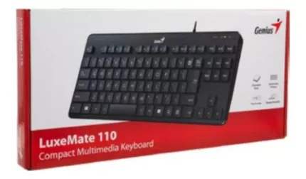 Teclado Genius Tkl Luxemate 110 Usb Multimedia Sp Black Teclado con cable de tamaño compacto. Es ligero y compacto para ahorrar espacio.