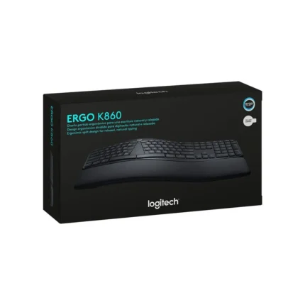 Teclado Logitech Ergo K860 Wireless / Bt Sp Black Modelo ERGO K860 Color Negro Radio de acción inalámbrico 10m Tipo de batería 2 AAA, Altura 233 mm,Ancho 456 mm