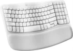 Teclado Logitech Ergo Wave Wireless Bolt White Diseñado con una superficie plana con distribución estándar y teclado numérico de tamaño normal