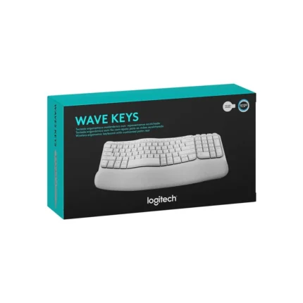 Teclado Logitech Ergo Wave Wireless Bolt White Diseñado con una superficie plana con distribución estándar y teclado numérico de tamaño normal
