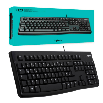Teclado Logitech K120 Usb Sp Black Mantiene sus manos en una posición mas natural para escribir con mayor comodidad Interface USB Numero de teclas 104 Teclas