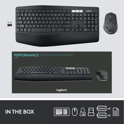 Teclado Logitech + Mouse Mk850 Wireless Usb  (920- 008659) Black, Botones (mouse) 8 DPI (mouse) 1000 dpi, Duración de batería (teclado) 36 meses.
