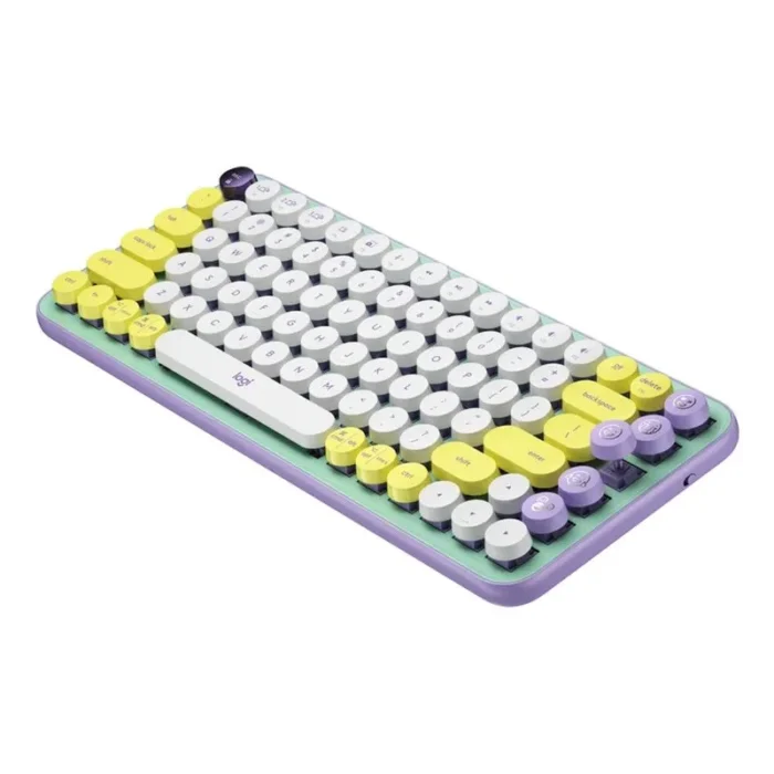 Teclado Logitech Pop Keys Multi-Device Wireless/Bt Fresh Vibes Lila Conexión Tecnología Inalámbrica Bluetooth de Bajo Consumo (Bluetooth 5.1 Radio de Acción10M