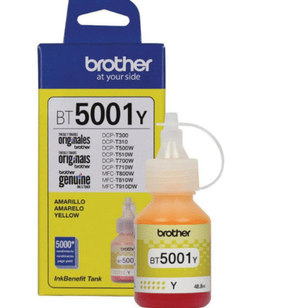 Tinta Brother BT-5001y Yellow Dcp-T300w/500w/700w alcanza un rendimiento de 5000 páginas para imprimir documentos, informes y mucho más