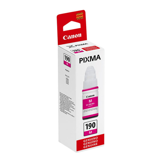 Tinta Canon GI-190M Magenta, Compatible Con Canon Pixma G4110, G4100, G3111, G3110, G3100, G2111, G2110, G2101, G2100, G1100. Rendimiento 7.000 Páginas.