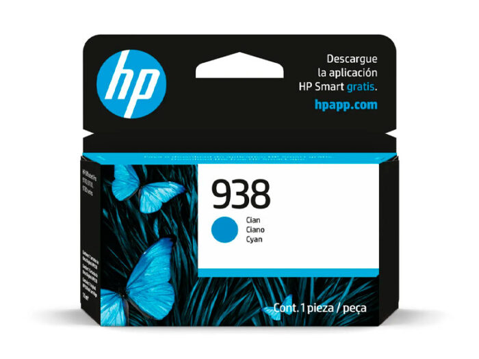 Tinta Hp 4s6x5pl (938) Cyan (Ojp 9130) 800 Pgs ofrece colores intensos y resistentes al paso del tiempo, ideales para documentos profesionales.