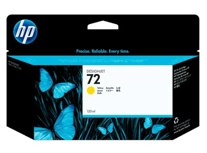 Tinta HP C9373A (72) 130ml Yellow T610/T1100 Imprima miles de páginas con un conjunto de cartucho de tinta originales  HP de alta capacidad.