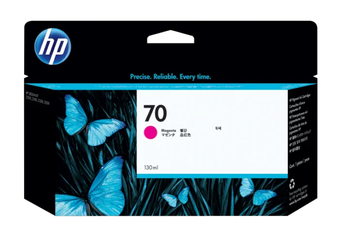 Tinta Hp C9453A (70) 130ml Magenta está diseñado para ser compatible con las impresoras hp designjet z2100, z3100, z3200 y z5200.