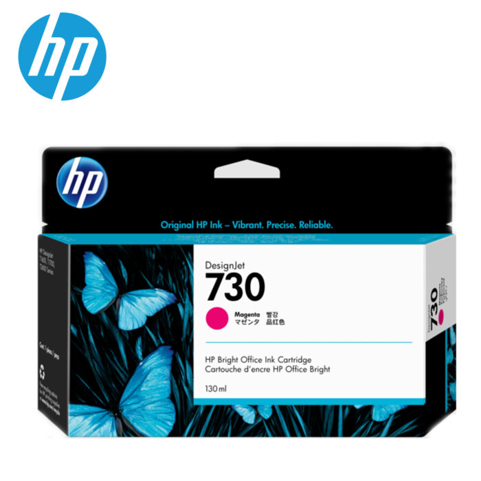 Tinta Hp P2V63A 730 Magenta P/Designjet Ink 130ml está diseñada para altos estándares de calidad en impresiones a color.