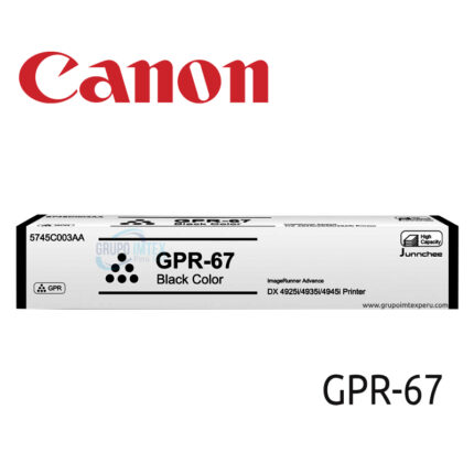 Tóner Canon GPR-67 [5745C003AA] iR ADV DX 4925i / 4935i / 4945i Black 44,500 Páginas Color: Negro, Capacidad: Alta Producto: Original