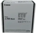 Toner Canon T03 Negro 715i, 615i, 525i con Rendimiento aproximado de 51,000 paginas a cobertura de 5% en hoja A4.
