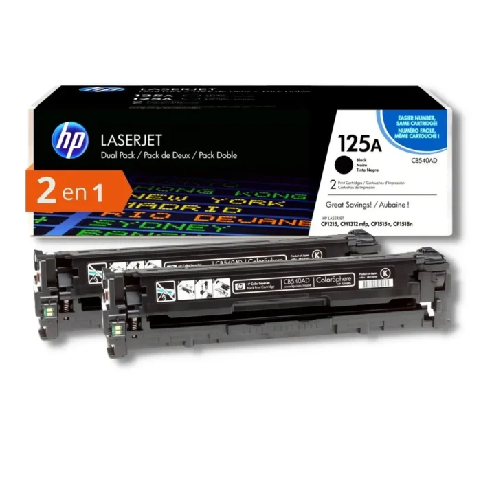 Toner Hp CB540AD (125AD) L.J. 1215/1515 (2 CB540A) obtendrá colores vibrantes, texto nítido, líneas finas y una salida consistente.