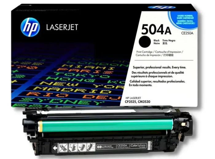 Toner Hp CE250A (504A) L.J. CP3525 Negro 5000PG  cuentan con altos estándares de calidad de impresión y al mejor precio del mercado,