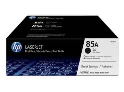 Toner Hp CE285AD (85AD) (PACK 2 CE285A) Los Paquetes de dos cartuchos de tóner HP L.j.t originales ofrecen calidad de impresión profesional.