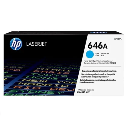 Toner Hp CF031A (646A) L.J. CM4540 Cyan asi mismo obtendrá colores vibrantes, texto nítido, líneas finas y una salida consistente, página tras página.